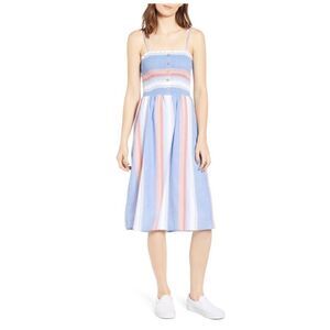Angie Smocked Bodice Stripe Midi Dress